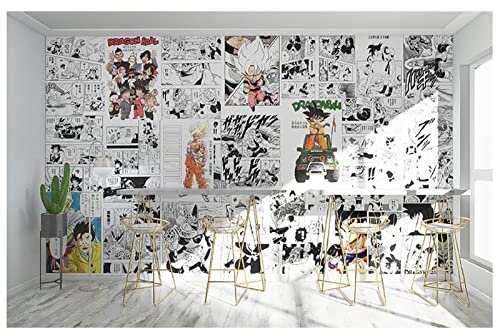 Papel pintado Anime 3d en blanco y negro dragon ball comics habitación de los niños dormitorio de dibujos animados tienda de té con leche fondo wall-420 * 255cm