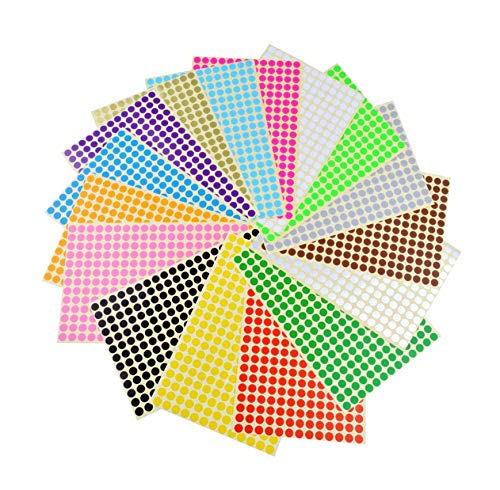 Etiquetas Adhesivas Redondas,8 mm Pegatinas Adhesivos de Colores Círculo Etiquetas Autoadhesivo para Suministros de Oficina en Hogar,16 Colores Surtidos
