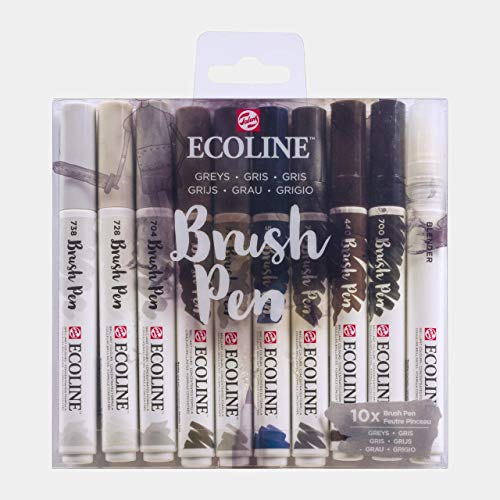 Ecoline Brush Pen Set of 10, Greys Colors (11509805)