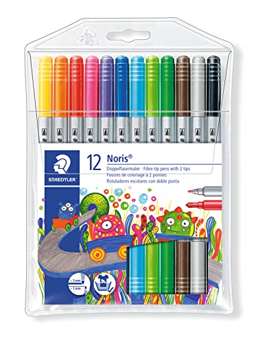 Staedtler Rotuladores de trazo doble. Noris Club. Colores brillantes y surtidos. Estuche con 12 marcadores. 320 NWP12