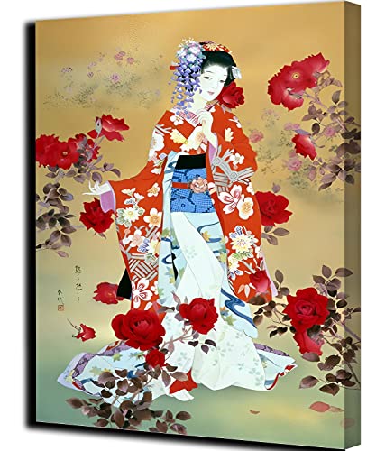 Pintar por Numeros Adultos DIY Pintura al Oleo para Adultos y Niños Mujer geisha japonesa Kit de Pintura con Lienzos Pinceles y Acuarelas Manualidades y Decoración del Hogar