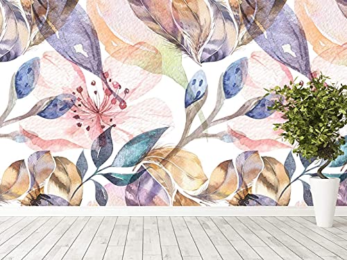 Oedim Papel Pintado Flores Acuarela con Textura, Decorativo para Habitaciones, decoración para Paredes, Mural