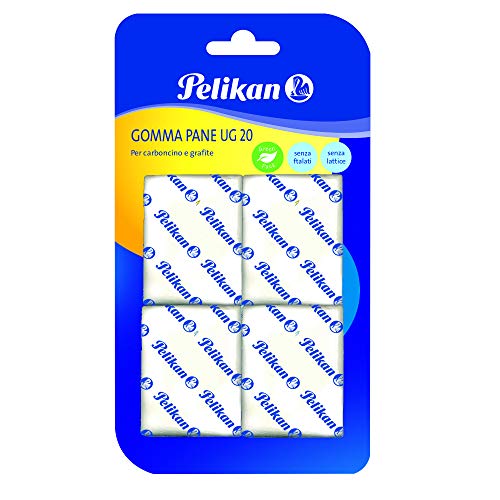 Pelikan Goma de Borrar UG 20, Color Blanco, Adecuada para Dibujo Técnico, Artístico y Escolar, Goma Moldeable para Carboncillo, Lápiz y Grafito, Escuela y Oficina, Blíster de 2 Piezas