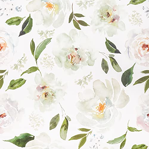 VEELIKE Papel Pintado Flores Blancas 44.5×900cm Acuarela Jazmín Fotomurales Decorativos Pared Lavable Papel Adhesivo para Muebles Vintage Papel Autoadhesivo Pared Floral Papel Pared Hojas Tropicales