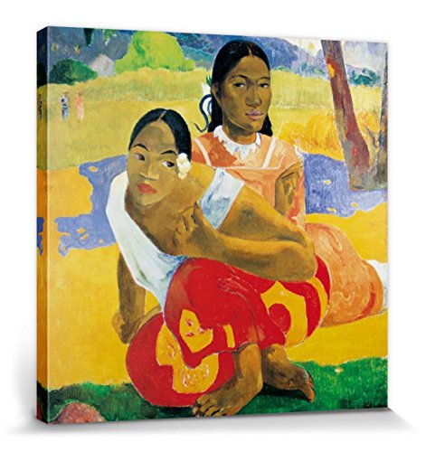 1art1 Paul Gauguin Póster Impresión En Lienzo ¿Cuando Te Casas? Nafea Faa Ipoipo, 1892 Cuadro En Bastidor De Camilla De Madera | Mural XXL | Imagen 70x70 cm