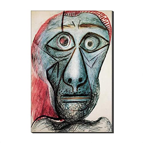 Impresión en lienzo 70x90 cm Sin marco Cubismo Picasso Autorretrato de Pablo Picasso Reproducción de bellas artes Arte de la pared Giclee Decoración para el hogar Arte