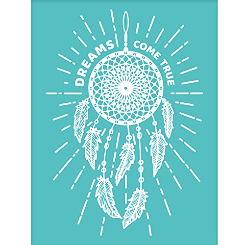 OLYCRAFT Plantillas autoadhesivas de serigrafía de seda reutilizables, patrón atrapasueños para pintar sobre tela de madera, camiseta, pared y decoración del hogar, 7.6 x 5.5 pulgadas