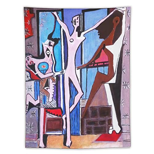 HUAFENG Artistas españoles Pablo Picasso - Póster abstracto de poliéster para pared, tapiz decorativo para dormitorio, moderno, impresión en casa, obras de arte, tapices de 60 x 80 pulgadas