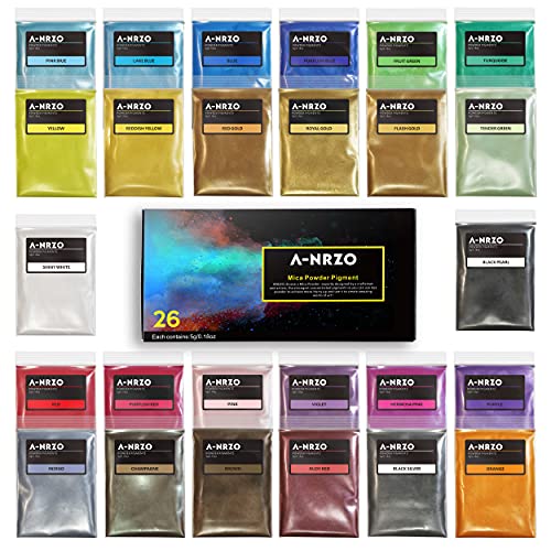 Pigmentos Para Resina Epoxi de 26 Colores, Polvo Mica de Grado CosméTico, Utilizado en Resina, Tintes de JabóN, Velas, DecoracióN de UñAs(5 G Porbolsa)