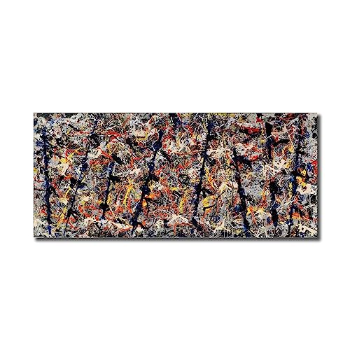 GJRYHXT Jackson Pollock Cuadros de arte mural: Polos azules. Famosa reproducción de obras de arte abstractas sobre lienzo. Cuadro de decoración para salón 70x154cm solo lienzo