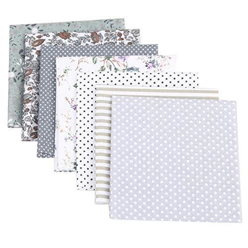 7 unidades tela de algodón por metros para patchwork DIY tejidos para coser tela paquete de restos de tela para coser muñecas, desgraciadamente, mangas, cinta de pelo, artesanía, gris, 25*25CM