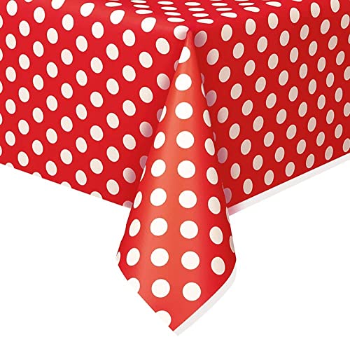 XCSSKG Unique Party- Dots - Mantel de plástico laminado, color rojo, 1 unidad