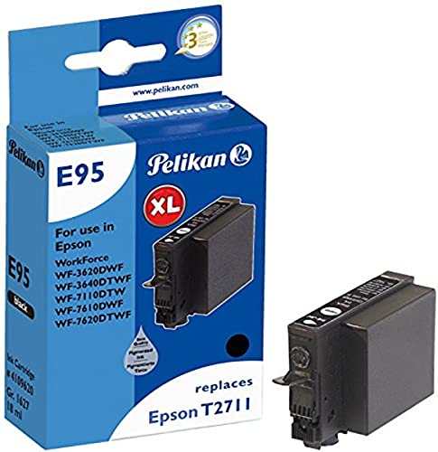 Pelikan E95 cartucho de tinta Negro - Cartucho de tinta para impresoras (Tinta a base de pigmentos, Negro, Epson, WorkForce WF-3620 DWF/7110 DTW/7610 DWF/7620 DTWF, 18 ml, 1100 páginas)