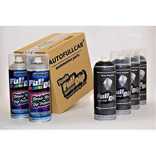 AutoFullCar - Pack Sprays Full Dip Negro Metalizado Extra Protección Mate Vinilo líquido | FullDip