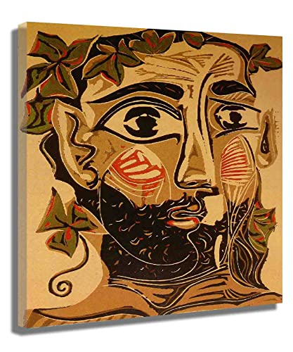 Cuadros de Pared Picasso《Hombre Barbudo》Decoración de Sala de Estar pared estilo cubismo Lienzo Decorativo Para Pared Dormitorio Cuadros Listo Para Colgar75x90cm 30