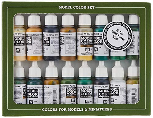 VALLEJO-3070109 70109 VALLEJO Model Color Set 16 CO, Surtido, 17 ml (Paquete (3070109)