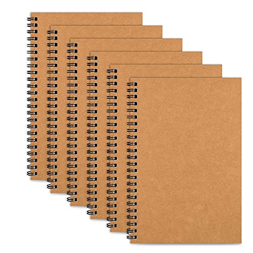 TSKDKIT 6 Piezas Cuadernos de Bocetos A5, 80GSM/ 100 Páginas Libretas Tapa Dura, Cuaderno de Dibujo en Blanco Tapa de Papel Kraft Marrón para Bocetos para Los Artistas de Los Niños de Los Adultos