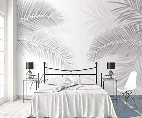 Papel Pintado 3D Pintado A Mano Planta Gris Coco Hoja Palmera Fotomurales 3D TV Fondo Pared Murales Papel Tapiz Moderno