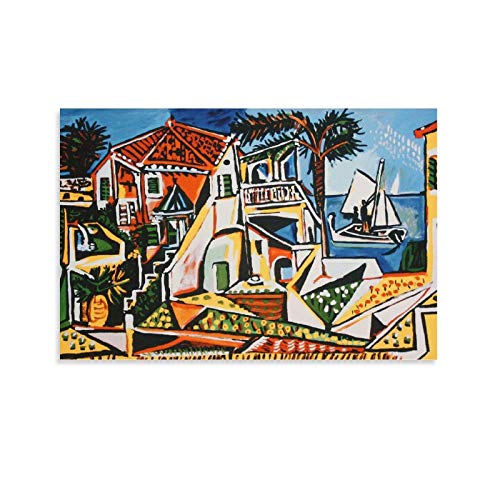 FSJD Pablo Picasso - Pintura de paisaje mediterráneo, póster abstracto vintage de pintura decorativa en lienzo para pared o sala de estar, 30 x 45 cm