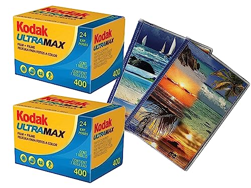 2 láminas de color kodak Ultramax 24 poses 400 ISO 35 mm, incluye 2 albúminas de 40 fotos cada uno 10 x 15, caducidad 03/2025.