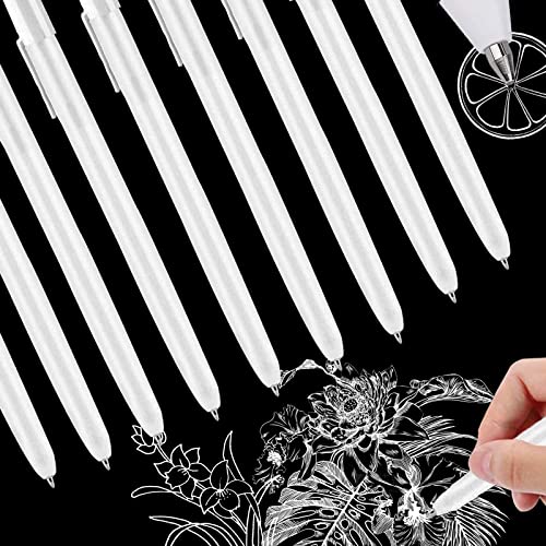 LUKIUP 12Pcs Bolígrafos de Gel Blanco, 0.5 mm Bolígrafo de Tinta Blanca con Punta de, Bolígrafos para Artistas Papel Oscuro Ilustración de Dibujo Diseño de Arte, Colorear, Dibujar y Artesanal