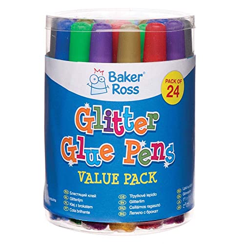 Baker Ross Rotuladores de pegamento con purpurina (pack de 24) para manualidades infantiles
