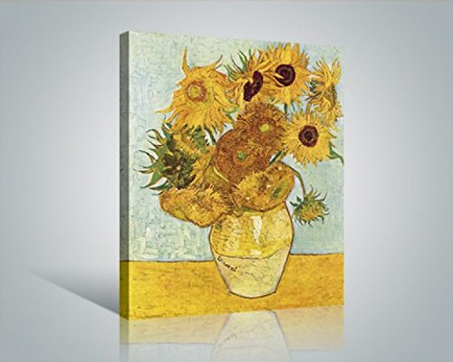 1art1 Vincent Van Gogh Póster Impresión En Lienzo Los Girasoles, 1888 Cuadro En Bastidor De Camilla De Madera | Mural XXL | Imagen 50x40 cm