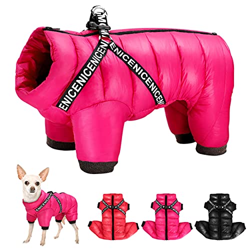 Didog Wither - Abrigos para Perros pequeños, Abrigos cálidos con Cremallera para Clima frío para Cachorros y Gatos Caminando Senderismo (Pecho: 52 cm, Longitud de Espalda: 42 cm), Rosa Fuerte