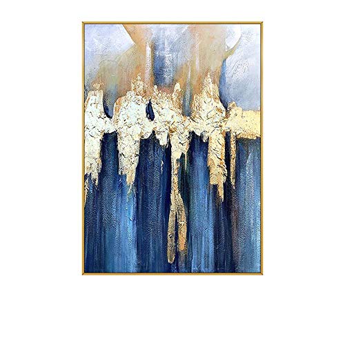 pintura al óleo pintada a mano cuadros, Azul dorado gris abstracto pintura al óleo abstracto sobre lienzo Pinturas decorativas lienzo pared arte imágenes para sala de estar dormitorio moderno casa