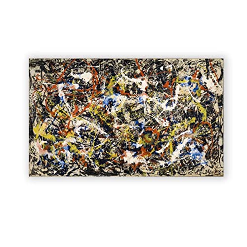 THREMA Cuadros Impresión sobre Lienzo de Jackson Pollock-Reproducción de cuadros famosos-Póster y láminas de Pollock-Pinturas sobre lienzo de Jackson Pollock(Convergencia) 80x128cm31 x50sin marco
