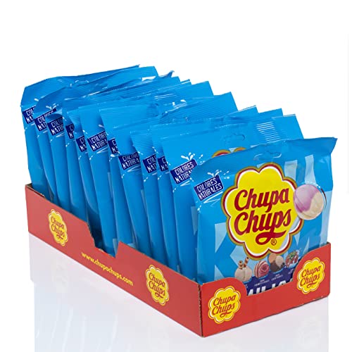 Chupa Chups Milky Caramelo con Palo, de Sabores Variados, 7 bolsas de 10 unidades