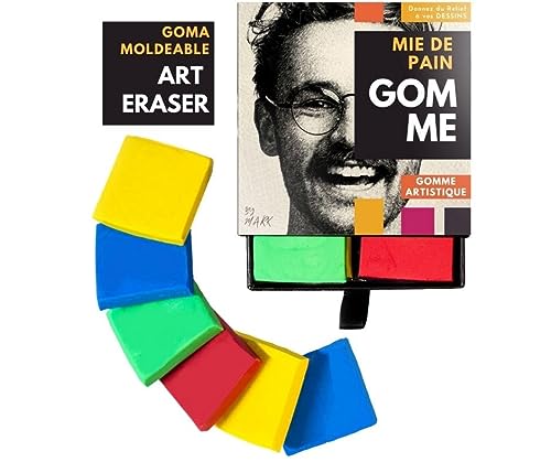 GOMA MOLDEABLE ARTISTICA - JUEGO DE 8 GOMA DE BORRAR CALIDAD PROFESIONAL - CAJA DE ALMACENAMIENTO - DALE A TU DIBUJO UN TOQUE ESPECIAL - Mark®