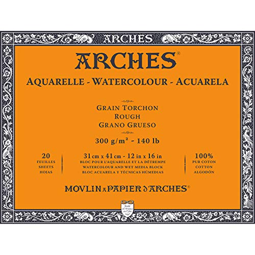 Arches Aquarelle 100% Grueso 300g Bloc Encolado 4L 31x41 20 hojas Blanco Natural