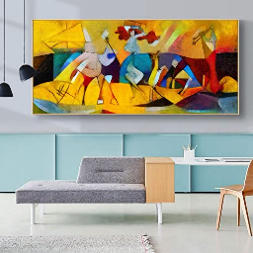 BIEMBI Cuadros de arte de pared de lienzo abstracto para sala de estar Decoración moderna para el hogar Obras de arte famosas abstractas de Picasso HD Pintura de lienzo 65x135cm Sin marco