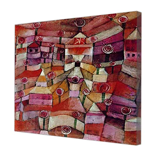 Jardín de rosas de Lienzo Enmarcado Arte de pared Paul Klee Cuadros en lienzo para carteles de decoración de sala de estar e impresiones listos para colgar (30x36cm 12x14inch, Enmarcado)