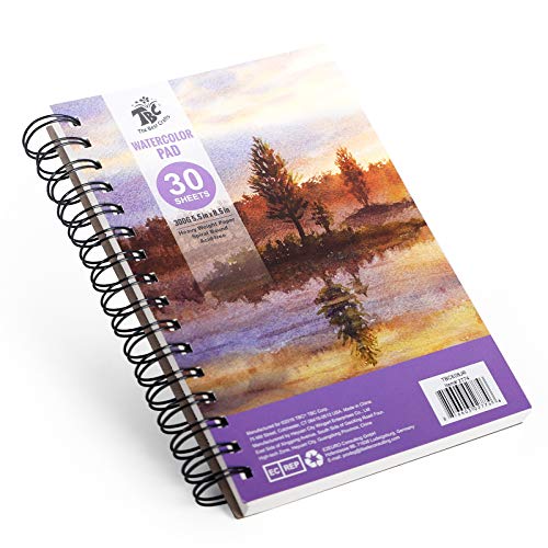 TBC Papel Acuarela Din A5 Cuaderno Acuarelas Bloc 300gr con 64 Páginas (32 Hojas) para Niños Adultos profesional Pintar, Dibujar y Bocetos