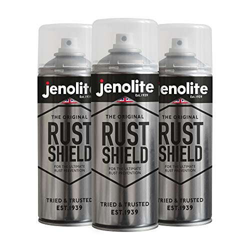 JENOLITE Rust Shield Aerosol Laca transparente | Previene el óxido | Protege contra el óxido y la corrosión | Coches, motocicletas, adornos, metal desnudo y pintura | 3 x 400 ml