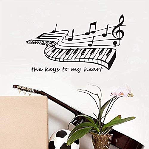 Pegatinas de pared pegatinas de diseño personalizado la llave de mi corazón música de piano sala de estar papel tapiz de arte pop 100X58Cm