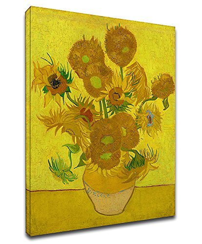 Cuadro Van Gogh los girasoles - Vincent Van Gogh Sunflowers marco lienzo de impresión con o sin marco - elegir el tamaño que prefiera de-cm 50 a 130 cm de ancho (CUADRO CON MARCO DE MADERA, CM 53X70)