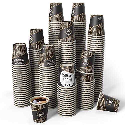 BELTVAN 250 Vasos Desechables Café de Cartón 200ml – Vasos Café para Llevar 100% Libres de Plástico Biodegradables y Compostables