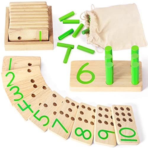 DINORUN Montessori Juguetes 1 2 3 Años Juguetes de Madera Juegos Matematicos con Bolsa de Almacenamiento Juegos Educativos Regalo Niña Niño 1 2 3 Años