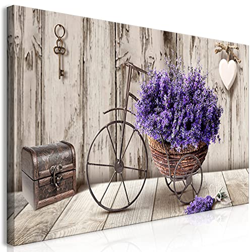 murando Cuadro Mega XXXL Flores 160x80 cm Cuadro en Lienzo en Tamano XXL Estampado Grande Gigante Imagen Para Montar por uno Mismo Decoración De Pared Impresión DIY Lavanda Bicicleta b-C-0644-ak-e