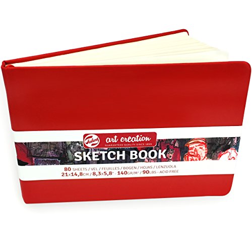 Royal Talens – Art Creation Hardback Sketchbook – 80 Sheets – 140gsm – 21 x 14.8cm – Red Cover