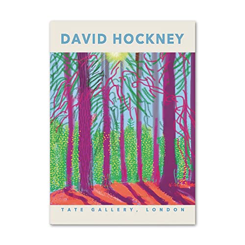 GFMODE Póster de David Hockney, árboles, Pintura en Lienzo, galería, Arte de Pared, Impresiones de David Hockney, Cuadros de David Hockney para decoración para Sala de Estar, 60x80cm, sin Marco