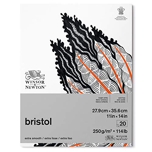 Winsor & Newton Papel Bristol, Color Blanco Brillante, 27,9 x 35,6cm