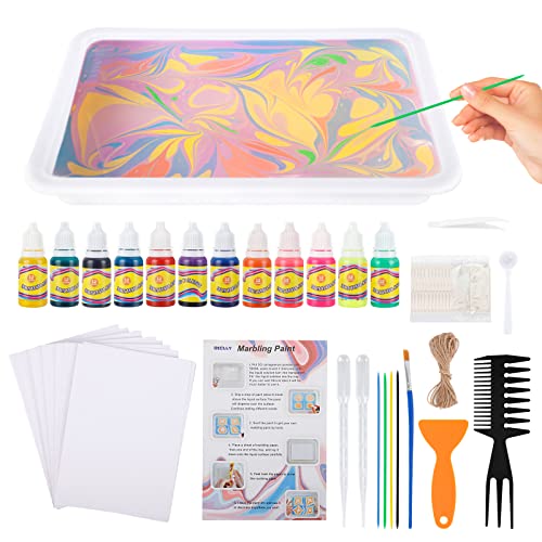 Pintura de Mármol de Agua Kits de Manualidades,Kit Arcoíris de Arte Marmolado,Kit de Pintura para Niños,Artes y Manualidades para Niños de Mayores de 6 Años,Regalos Creativos para Pascua,Navidad