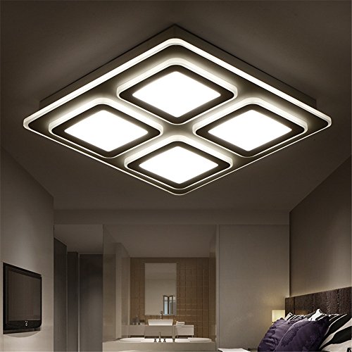 BRIGHTLLT Moderno LED luz de techo de acrílico de ahorro de energía sencilla cuadrada de hierro infinito estudio dormitorio sala de estar regulable con mando a distancia, 450mm