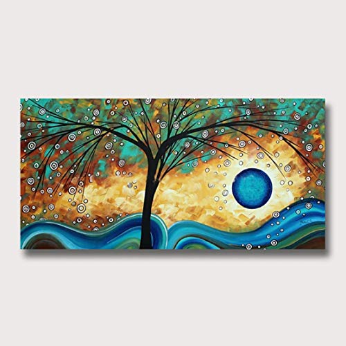 Pintura Al Óleo Pintada A Mano,Sol abstracto del árbol pintura al óleo pintada a mano sobre lienzo hecho a mano pintura al óleo pared arte decoración de la imagen para la sala de estar, como