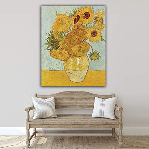Desconocido Cuadro lienzo Girasoles de Vicent van Gogh 1888 – Varias medidas - Lienzo de tela bastidor de madera de 3 cm - Impresion alta resolucion (40, 50)