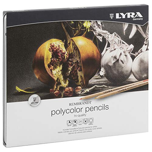 LYRA Rembrandt Polycolor, Lápices de Colores para Bellas Artes, redondo, Estuche de Metal, colores surtidos, 24 unidades